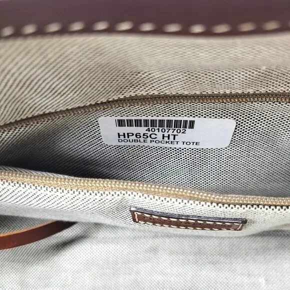 Dooney & Bourke Green Signature Logo Canvas Leather Double Pocket Tote Bag Purse - Picture 12 of 14